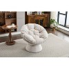 White Oversized swivel armchair, 360 degree swivel bucket chair, suitable for living room and bedroom - 4 of 4