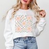 Simply Sage Market Women's Graphic Sweatshirt Wavy Checkered Flowers - 2 of 3