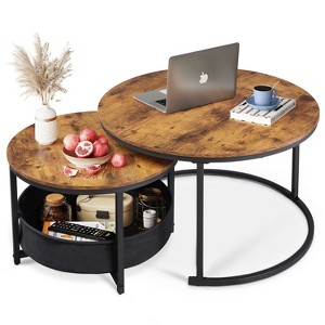 Coffee Table Set, Round Nesting Small Tables with Storage for Living Room, Apartment, Bedroom, 31.5" & 23.6" - 1 of 4