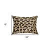 HomeRoots Set of Two 12" X 20" Brown and Black Leopard Cowhide Lumbar Throw Pillows - 3 of 4