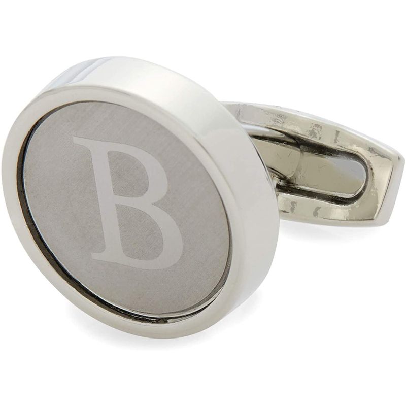 Zodaca Men's Initial Cufflinks Set and Tie Clips with Gift Box, Alphabet Letter Monogram B, Perfect Gift, 5 of 8