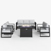LayinSun 5 Pieces Aluminum Outdoor Patio Furniture Set, Metal Modern Conversation Sofa Set with Fire Pit Table and Washable Thick Cushions - 2 of 4
