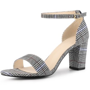 Allegra K Women's Open Toe Adjustable Buckle Ankle Strap Chunky High Heels - 1 of 4
