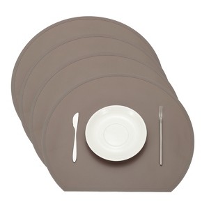 Unique Bargains Silicone Heat Resistant Waterproof Oil Proof Semicircle Placemats - 1 of 4