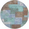 Brown Teal Blue And Ivory Geometric Washable Indoor Outdoor Area Rug - 4 of 4