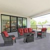 4 Pieces Outdoor Patio Furniture Set with Fire Pit Table, PE Resin All Weather Wicker Patio Propane Fire Pit Set with Patio Couch, Club Chairs in Red - 2 of 4