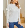 Womens Turtleneck Shoulder Knited Long Ruffle Sleeve Slim Fit Blouses Casual Sweatshirts - 4 of 4