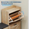 Shoe Storage Bench with 4 Flip Drawers & Padded Seat Cushion, Wooden Narrow Hidden Shoe Cabinet Organizer - 4 of 4