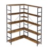 5-Tiers Bookcase with Metal Frame, L-Shaped Bookshelf with Curved Panels,Open Bookcase with Storage - 3 of 4