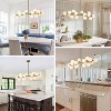 Ludomide Modern Linear Chandelier Black Hanging Pendant Light with Milky White Glass Globe Lampshade Mid Century Sputnik Pendant Light Fixture - 2 of 4
