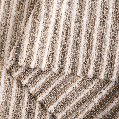 Natural Ivory Handwoven Cotton Striped 4' x 6' Area Rug