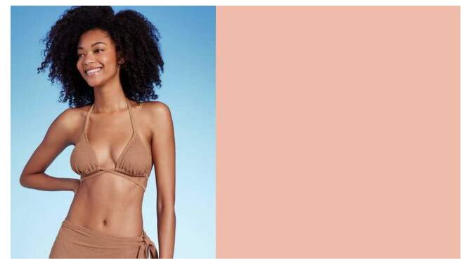 Women's Crochet Strappy Detail Triangle Bikini Top - Shade & Shore™ Light Brown, 2 of 9, play video