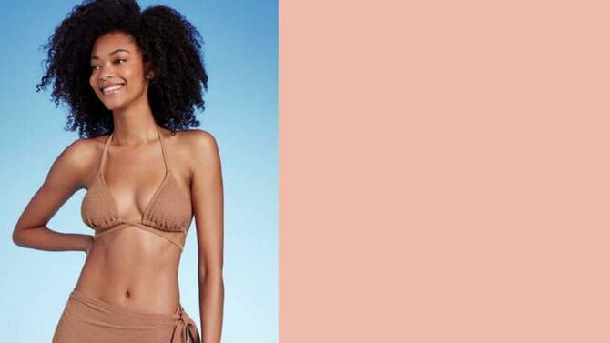 Women's Crochet Strappy Detail Triangle Bikini Top - Shade & Shore™ Light Brown, 2 of 9, play video