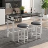 Tangkula 3-Piece Home Bar Set Counter Height Bar Table w/ 2 Upholstered Bar Stools White & Grey - 3 of 4