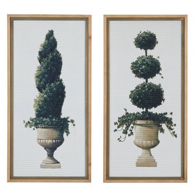 (Set of 2) 20" x 40" Tall Rectangular Botanical Wood Framed Wall Decor - Olivia & May