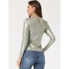 INSPIRE CHIC Women's Metallic Round Neck Long Sleeve Sparkly Disco Party Shiny Top - 3 of 4