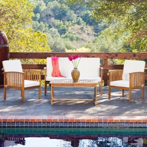 4pc Chat Set with Cushions brown/grey-Christopher Knight Home - 1 of 4