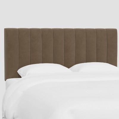 King Lennon Headboard in Luxe Velvet Titan Walnut - Threshold™: Pine Frame, Vertical Tufting, Freestanding