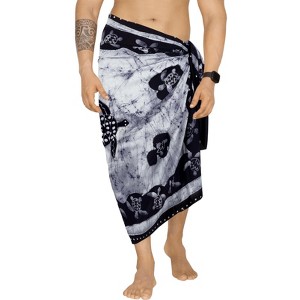 LA LEELA Men's Pareo Sarong Bath Trunk Wraps One Size Navy Blue Q608 - 1 of 4