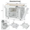 Fluted Kitchen Island with Trash Can Storage Cabinet, Power Outlet, Internal Storage Rack, Rolling Kitchen Storage Cart - 3 of 4