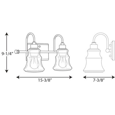 Polished Chrome 2-Light Bath Vanity with Clear Glass Shades