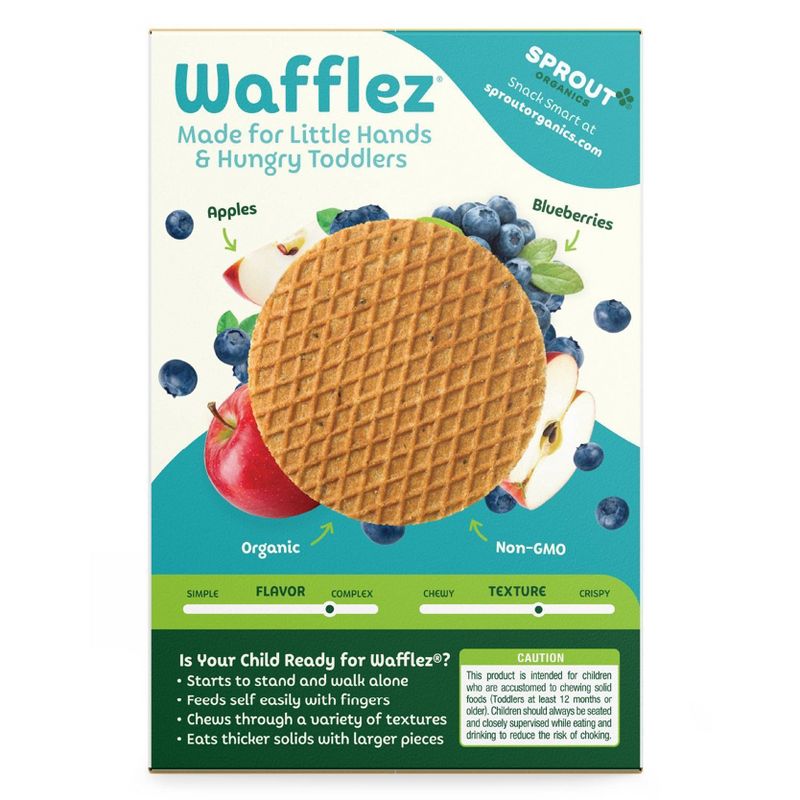 Sprout Foods Organic Blueberry Apple Wafflez Toddler Snacks - 3.15oz, 3 of 6
