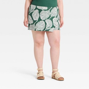 Women's Linen Mini Wrap Skirt - A New Day™ Green 1X : Target