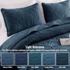 Navy Blue King Size Bedspread with 2 Pillow Shams, Lightweight Vintage Damask Quilt Set for All Seasons. - 3 of 4