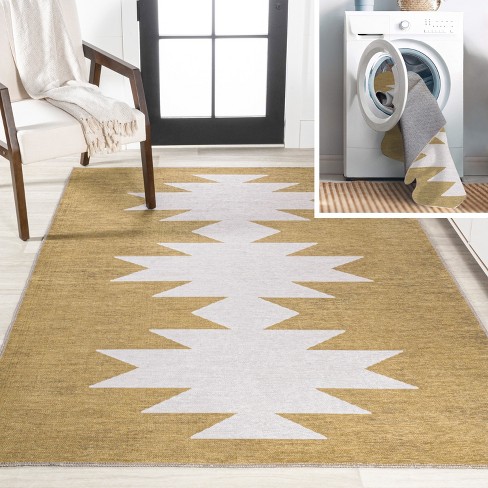 Sussexhome Lattice Collection Cotton Heavy Duty Low Pile Area Rug , 2' x  3', Banana Cream Yellow