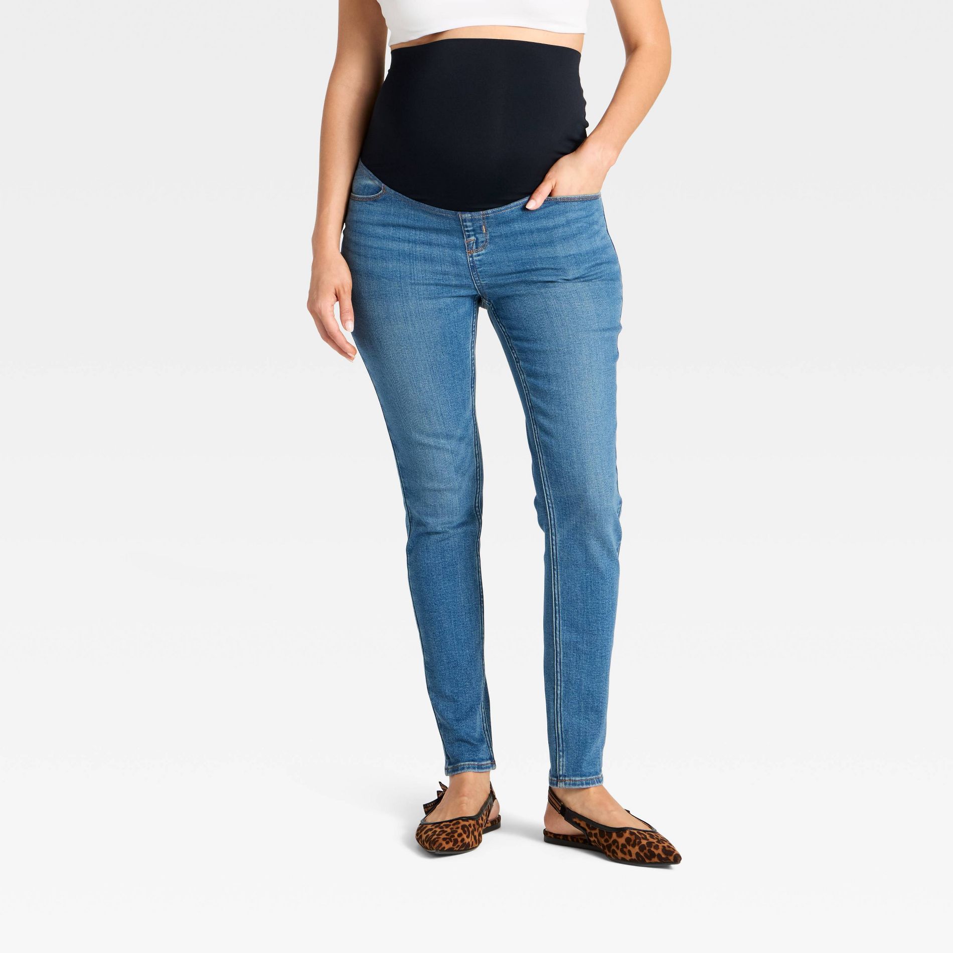 Over The Belly Low-Rise Skinny Maternity Jeans - Isabel Maternity by Ingrid & Isabel™ Medium Wash 10