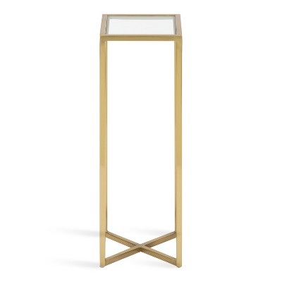 Jaspur Gold and Clear Square Metal and Glass Accent Table