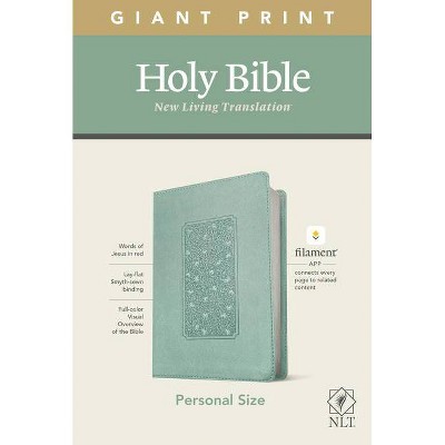 NLT Personal Size Giant Print Bible, Filament Enabled Edition (Red Letter, Leatherlike, Floral Frame Teal) - Large Print (Leather Bound)