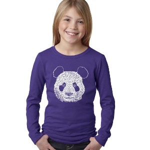 LA Pop Art Girl's Word Art Long Sleeve - Panda - 1 of 4