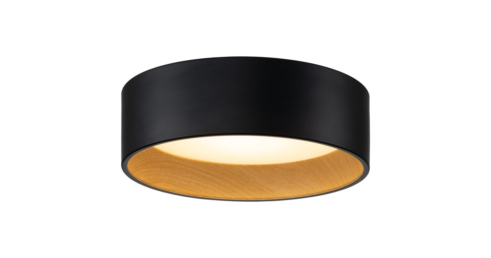C Cattleya 13in. Black and Woodgrain Finish Integrated LED 3000K/4000K/5000K Flush Mount Ceiling Light
