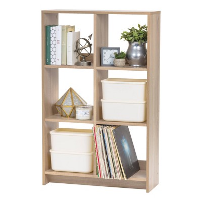 Ash Brown Adjustable 6-Cube Wood Organizer for Versatile Storage