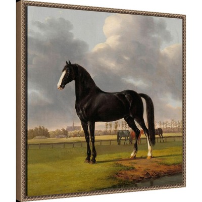 Majestic Black Horse Framed Canvas Wall Art, 22 x 22 Inches