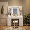 TopComfy Makeup Mirrors Large Vanity Table Set Makeup Vanity Dressing Table with Mirror 6 Drawers Shelves for Bedroom, White, 44.49"*22.44"*7.28" - 2 of 4