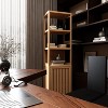 HDZNVF Storage Tall Slim Cabinet with Shutter Door and 3 Tier Shelves Brown - 2 of 4