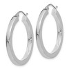 Black Bow Jewelry 3mm, 14k White Gold Square Tube Round Hoop Earrings, 30mm (1 1/8 Inch) - 2 of 4