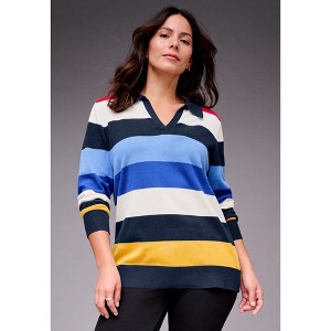 Avenue Color Block Polo Sweater - 1 of 2