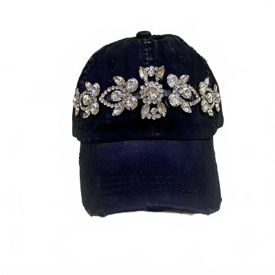 Women's Wo's Bejeweled Distressed Cap - Olive & Pique