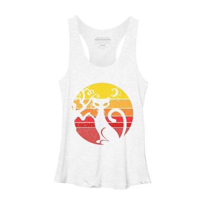 Women's Design By Humans Black Cat Halloween Costume Scary Vintage Cats By TaiHan Racerback Tank Top
