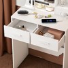 24" Small Makeup Vanity Desk with Mirror and Adjustable LED Lights, Dressing Table with 2 Drawers, Stool, Shelf & Storage for Bedroom - 2 of 4