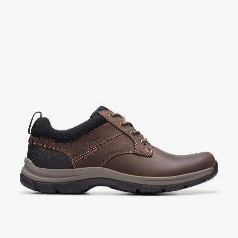 Clarks Mens Walpath Low Brown Leather Shoes 12 Wide
