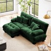 TiramisuBest Chenille Sectional Sofa, 2-Seater with Lumbar & Throw Pillows, Upholstered Wide Arm Sofa with Convertible Ottoman, White - 2 of 4