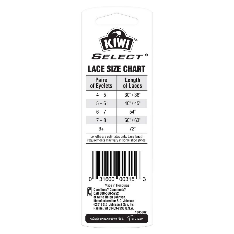 KIWI Select Sport Flat Laces - Black 45in, 3 of 6