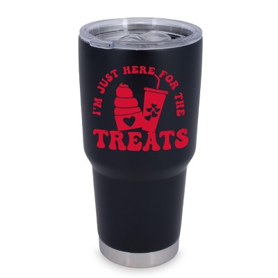 Elanze Designs Just Here For The Treats Magical Fairytale 30 Ounce Stainless Steel Classic Coffee On-The-Go Travel Insulated Tumbler Mug Drinkware