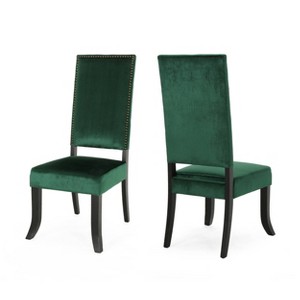 Set of 2 Coquille Glam Velvet Dining Chair Emerald - Christopher Knight Home, Green