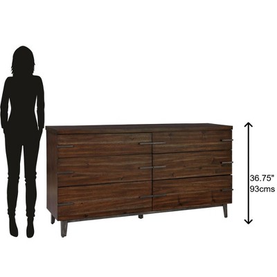 Transitional Monterey Point 68'' 6-Drawer Dresser in Brown