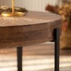 Round Coffee Table Modern Circle Coffee Table With Fir Wood Table Top Cross Legs Base - 3 of 4